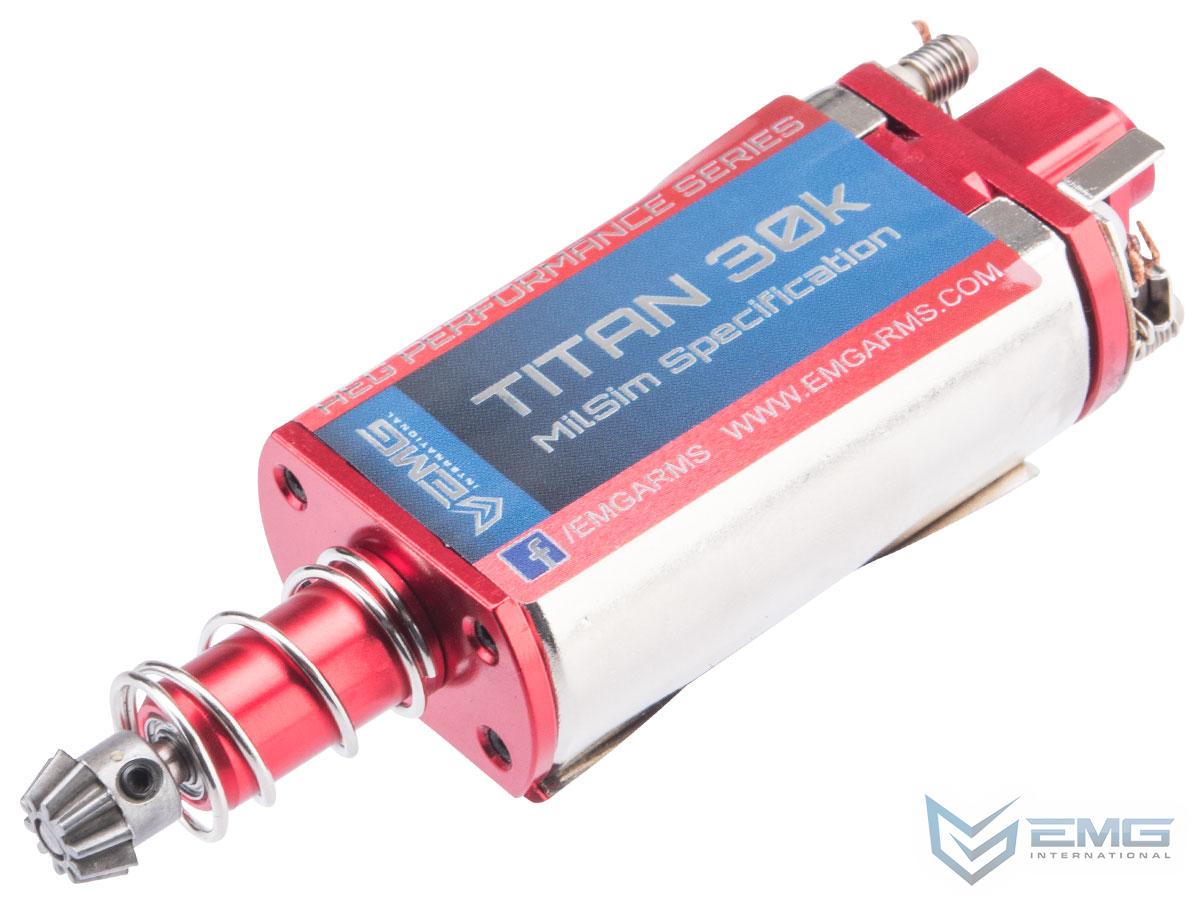 EMG MilSim Spec Slim Long-Type Motor for Airsoft AEGs (Model: Red / Titan 30K)